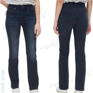GAP Bi-Stretch Mid-Rise Classic Straight Blue-Black Wash Denim size 26S 26 SHORT